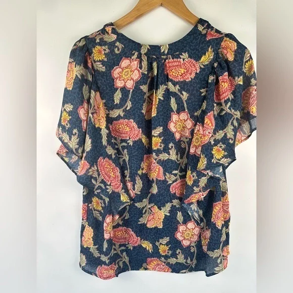 Chaps Women’s Size‎ M Blue Short Sleeve Henley-New - Picture 3 of 11